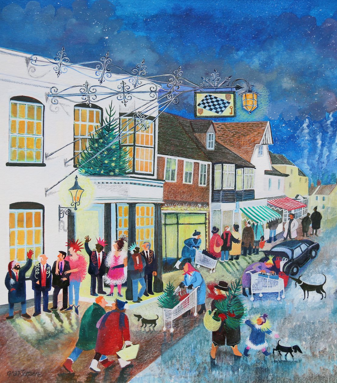 The Checkers Inn, 1998, (sekoitetut materiaalit paperilla) tekijältä Lisa Graa Jensen