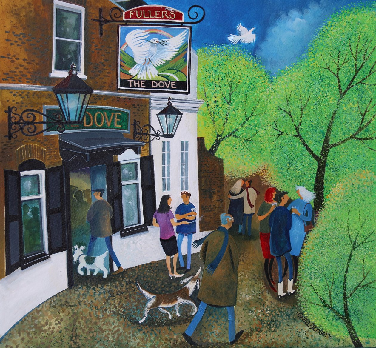 The Dove Pub Hammersmith 2015 (akryylimusteet paperille) tekijältä Lisa Graa Jensen
