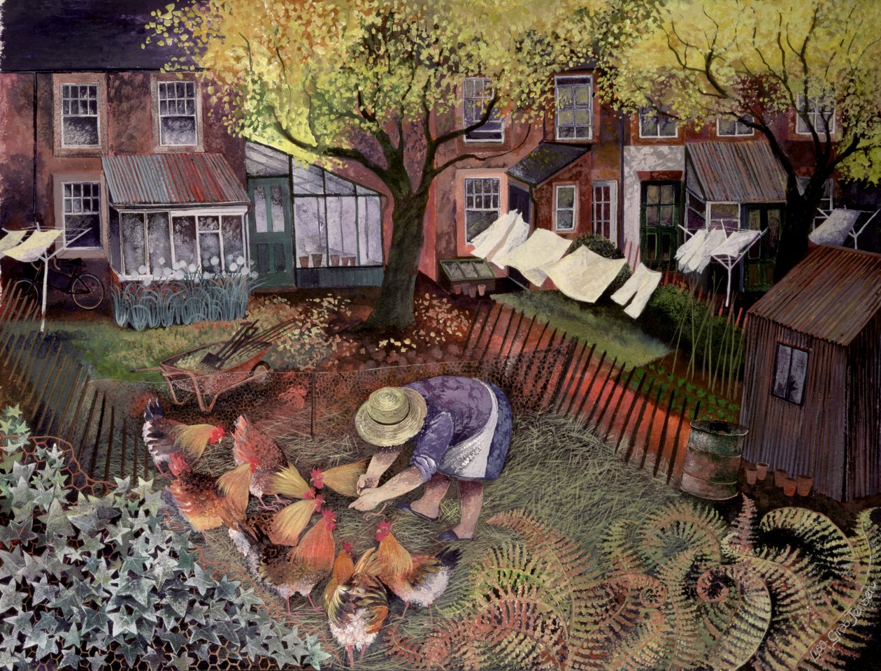 Kaupungin kanat, 1995 (akryyli, gouache) tekijältä Lisa Graa Jensen