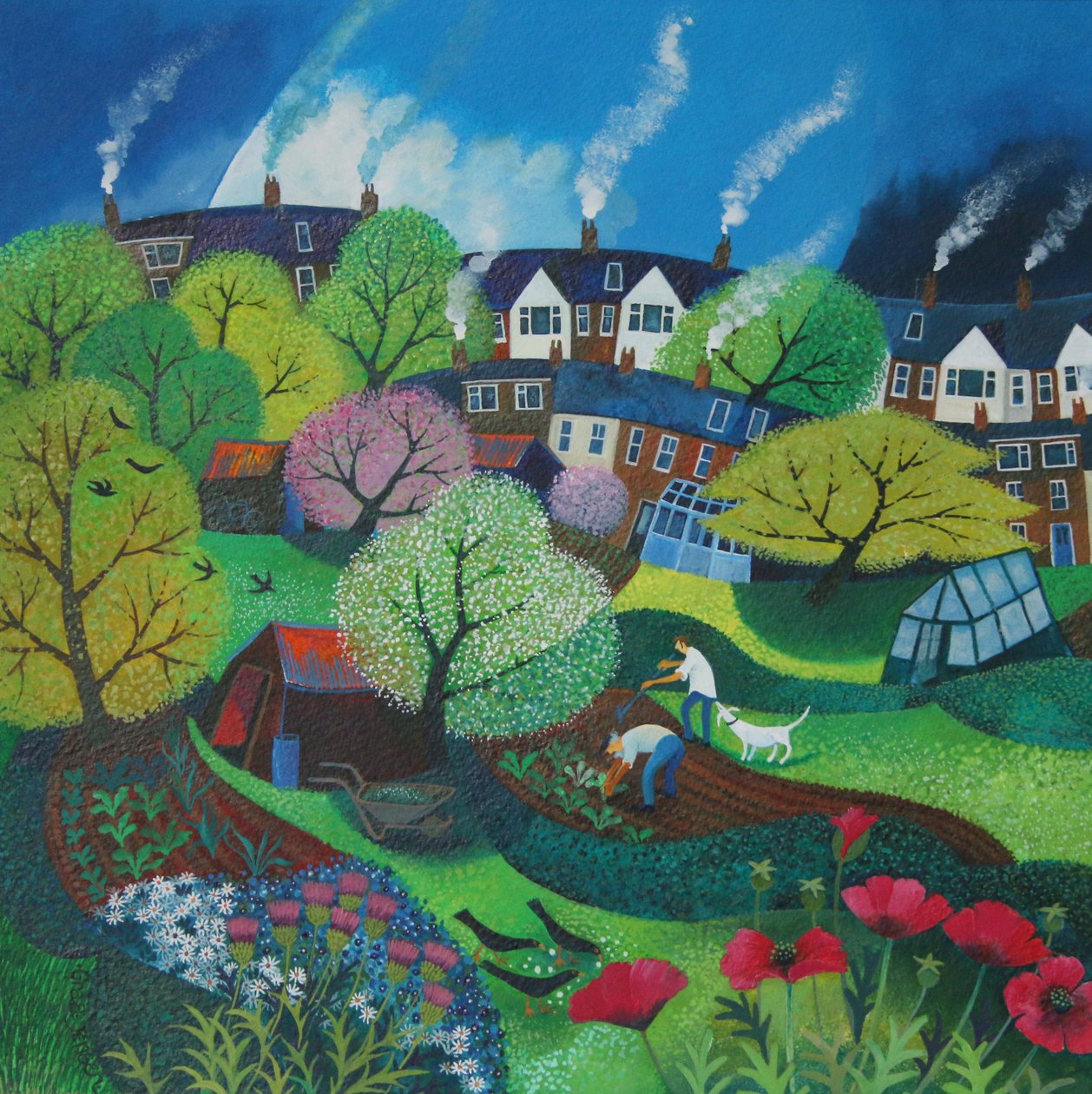 Veggie Patch, 2015, (akryyli tussilla paperille) tekijältä Lisa Graa Jensen