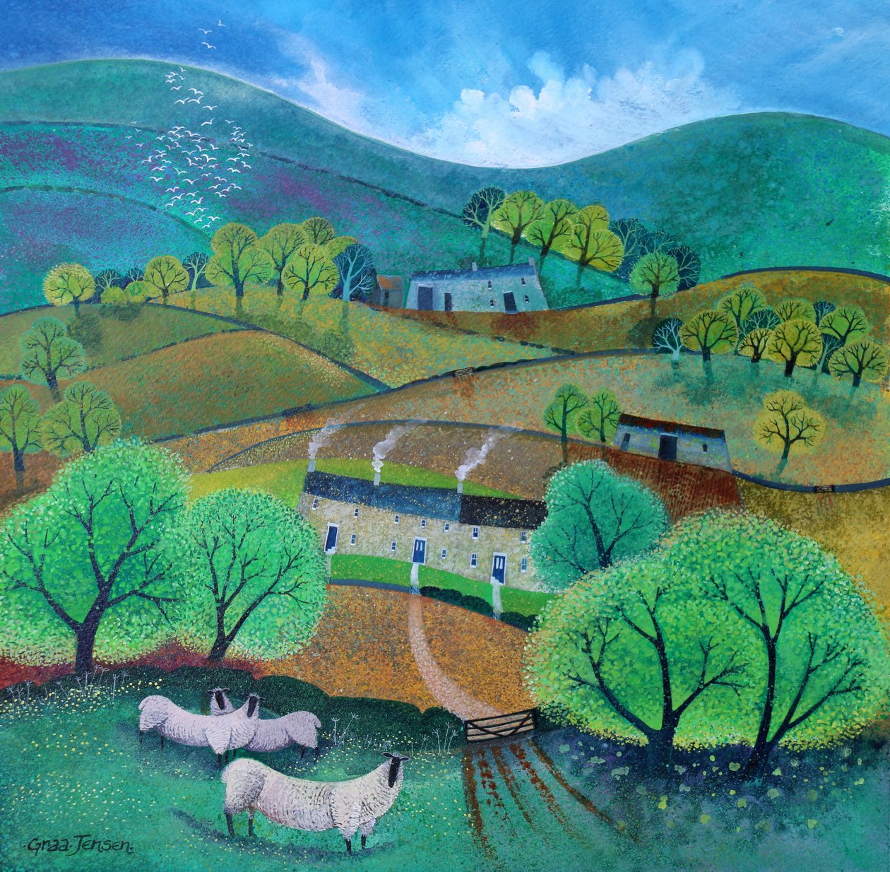 Yorkshire Dales 2016 (akryylimusteet paperille) tekijältä Lisa Graa Jensen