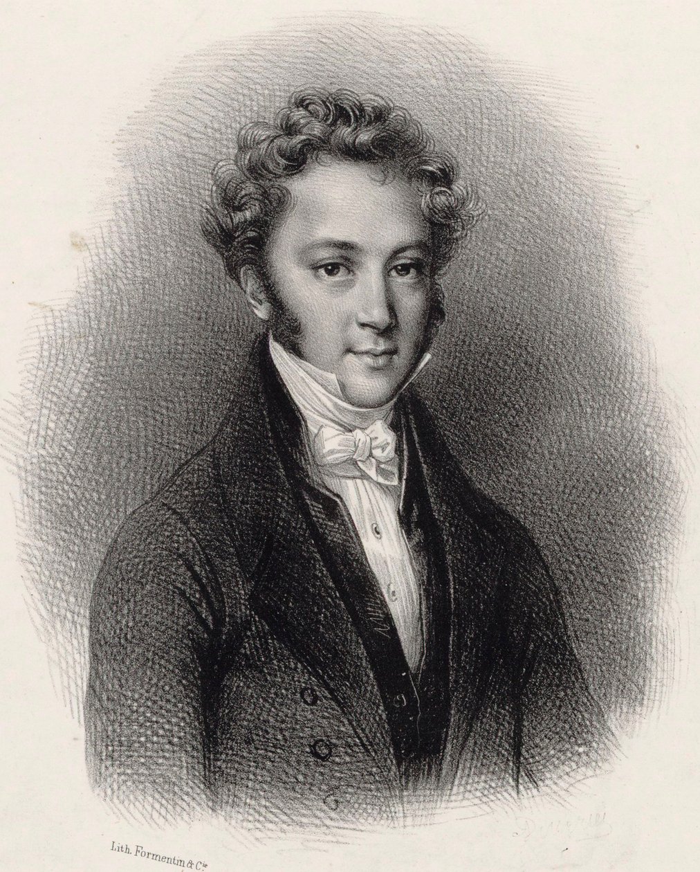 Pianisti ja säveltäjä Ignaz Moschelesin muotokuva 1794-1870 n. 1830. tekijältä Lithographie Formentin et C..