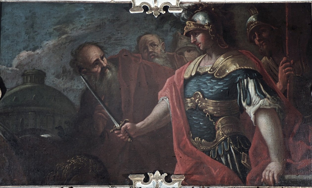 Aleksanteri Suuri leikkaamassa Gordionin solmua, 1736-1737 tekijältä Livio Retti