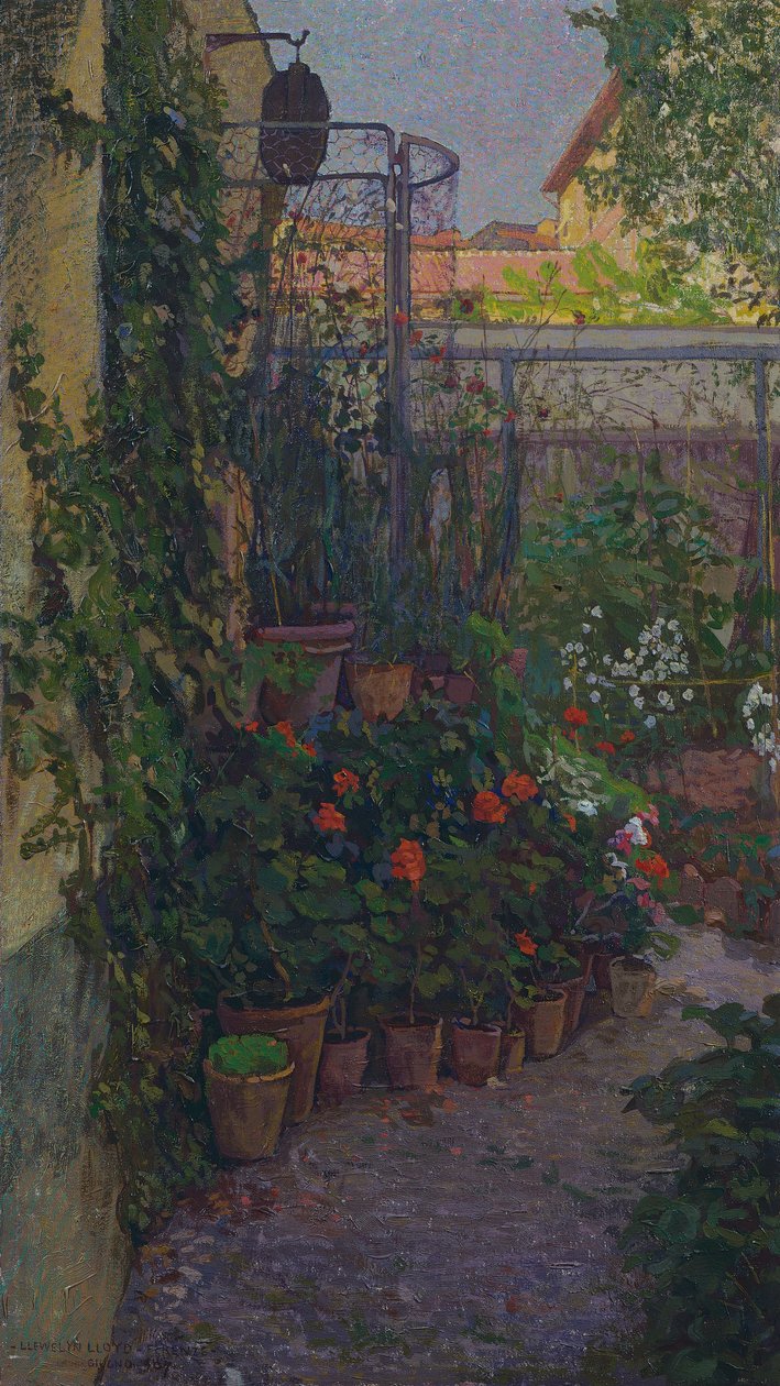 Triptyykki eli puutarha kukkiva (sivupaneeli) 1907 tekijältä Llewelyn Lloyd