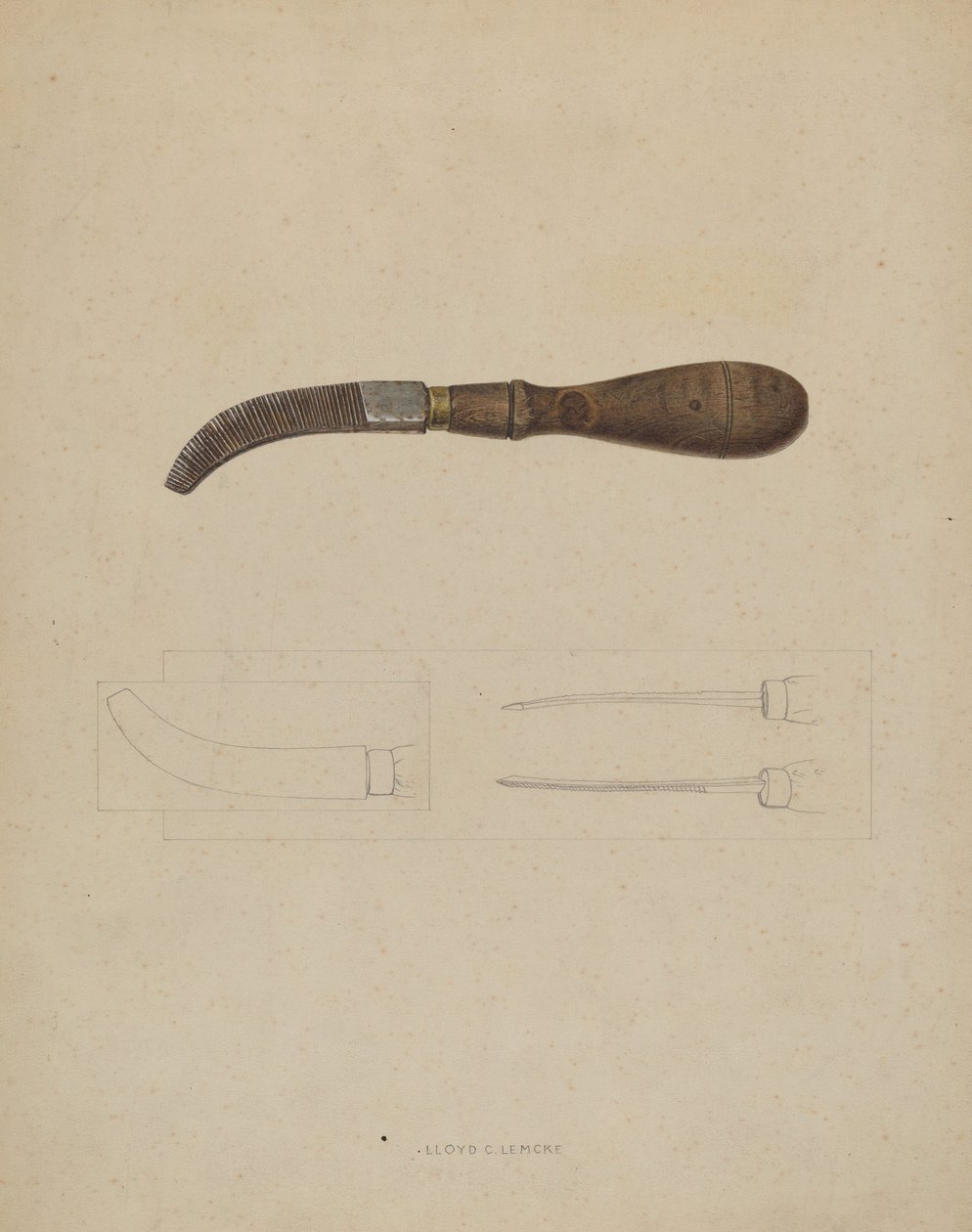 Puinen Peg File, c. 1937. tekijältä Lloyd Charles Lemcke