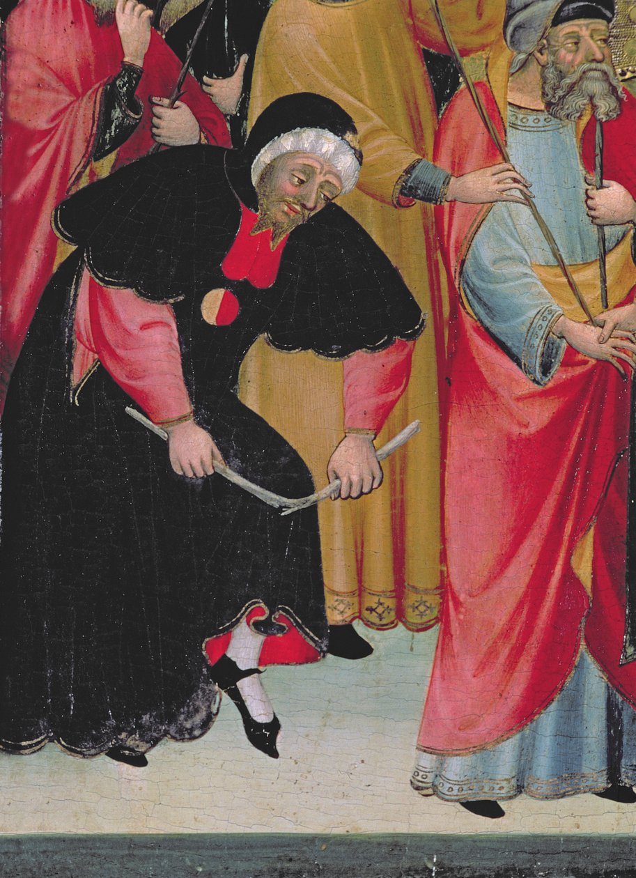 Juutalaiset barcelonialaiset, yksityiskohta Neitsyt ja Pyhän Yrjön alttaritaulusta, n. 1390-1400 (tempera paneelissa) tekijältä Lluís Borrassà