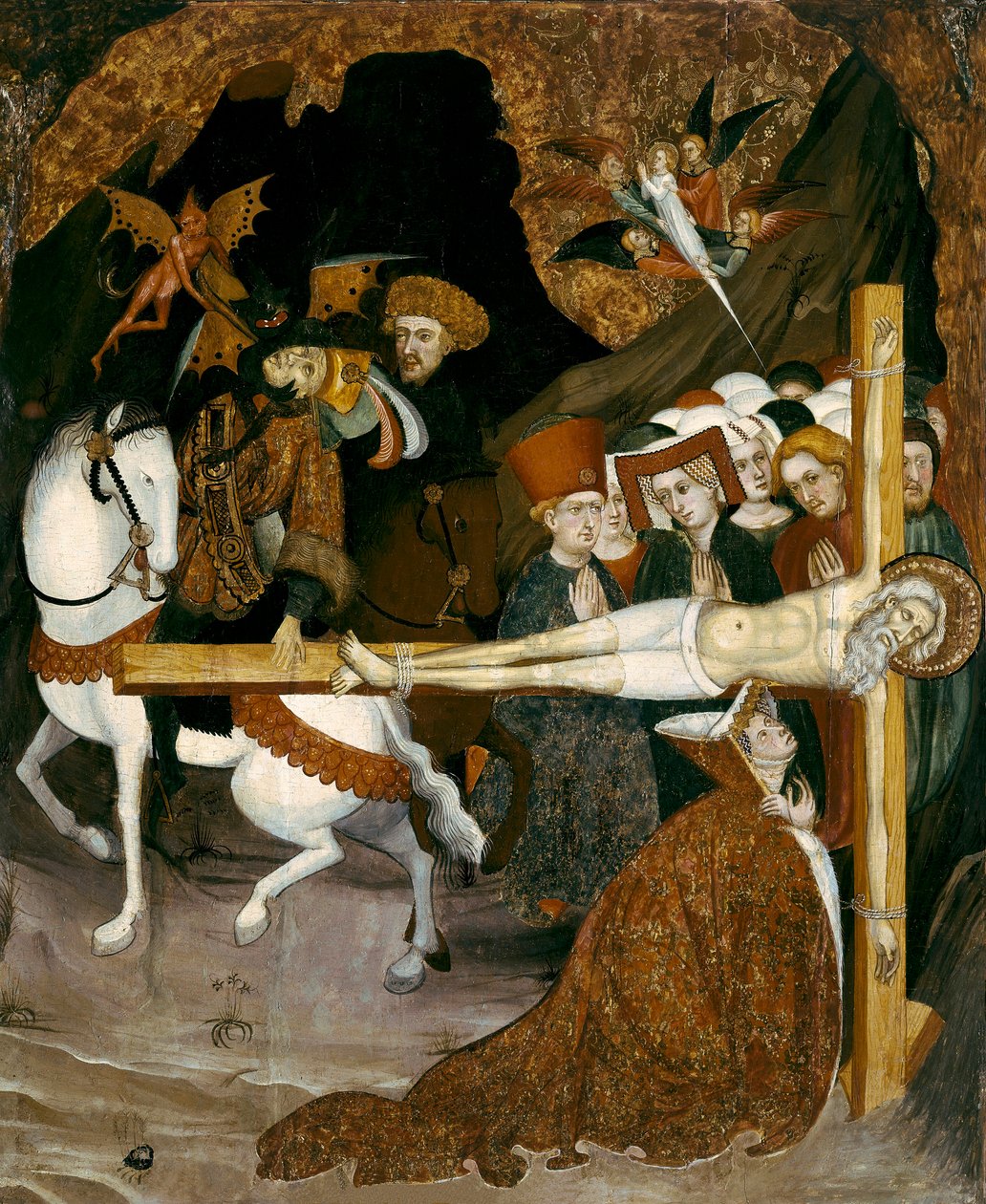 Pyhän apostoli Andreaksen ristiinnaulitseminen. Lluis Borrassan (1360-1425) maalaus tekijältä Lluís Borrassà