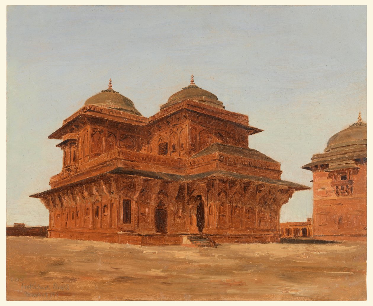 Piirros, Fatehpur Sikri, Birbalin palatsi, Intia, 19. maaliskuuta 1881. tekijältä Lockwood de Forest