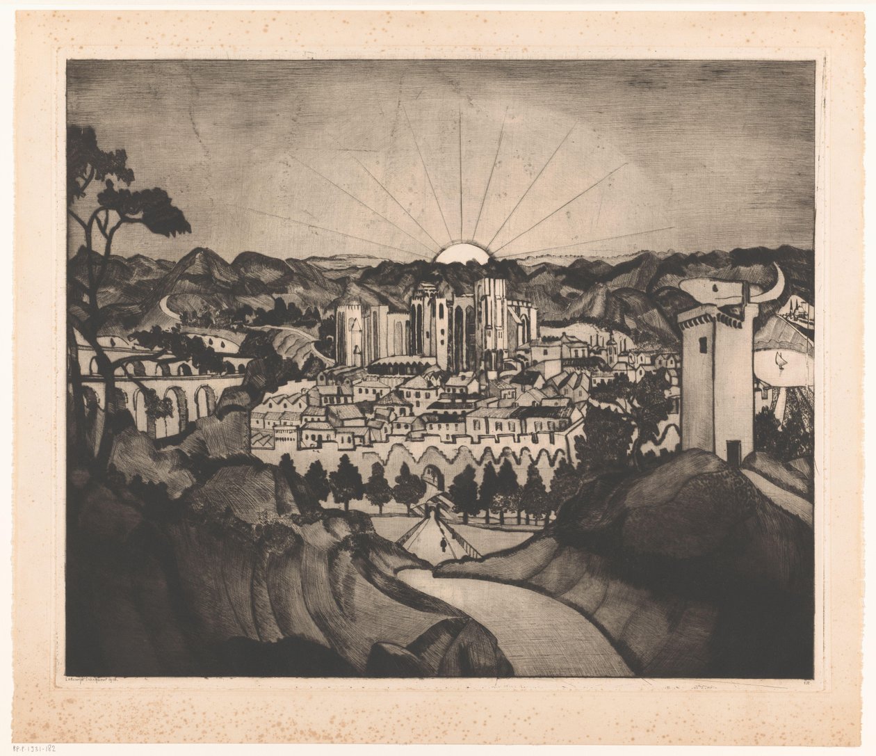 Avignon (alkuperäinen nimi) tekijältä Lodewijk Schelfhout (signed by artist)