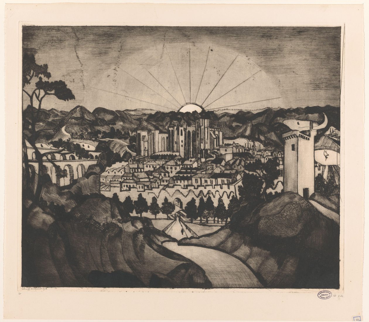 Avignon (alkuperäinen nimi) tekijältä Lodewijk Schelfhout (signed by artist)