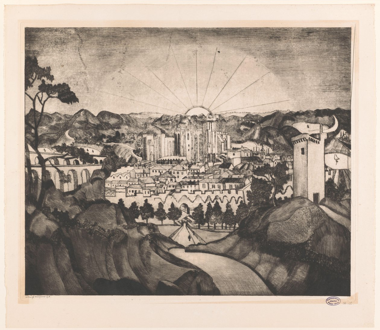 Avignon (alkuperäinen nimi) tekijältä Lodewijk Schelfhout (signed by artist)
