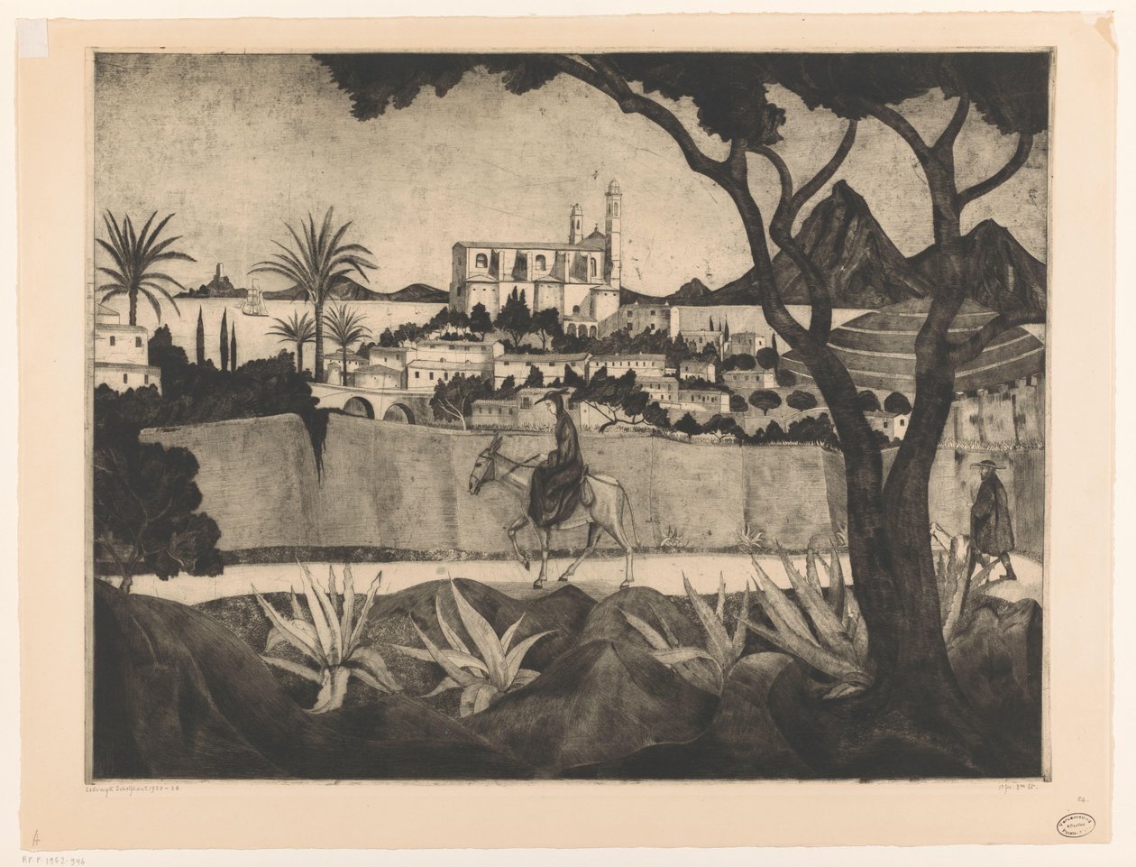 Bastia Korsikassa Bastia (alkuperäinen nimi) tekijältä Lodewijk Schelfhout (signed by artist)