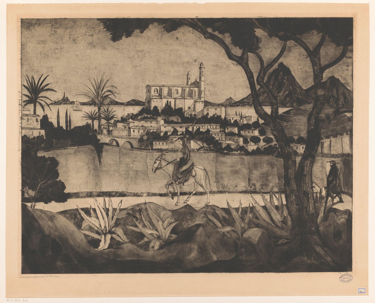 Bastia Korsikassa Bastia (alkuperäinen nimi) tekijältä Lodewijk Schelfhout (signed by artist)