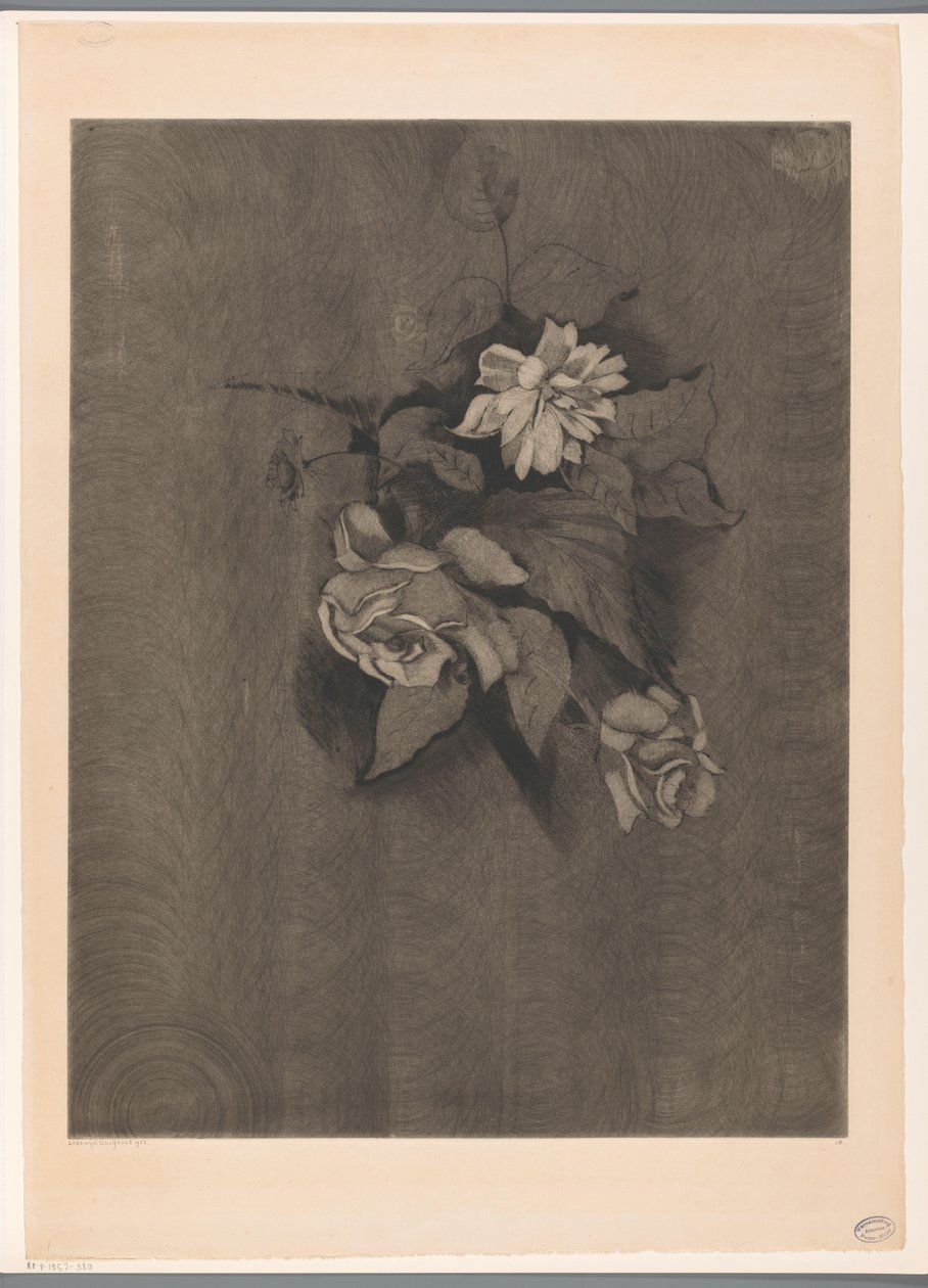 Kukka-asetelma ruusuilla Les Roses (alkuperäinen nimi) tekijältä Lodewijk Schelfhout (signed by artist)