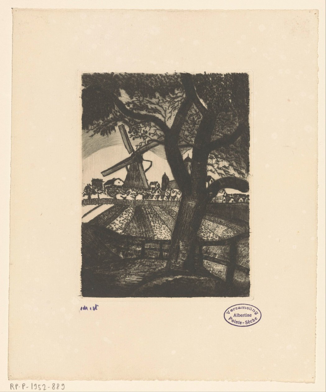 Hedelmätarha Le Fruitier (alkuperäinen nimi) tekijältä Lodewijk Schelfhout (signed by artist)