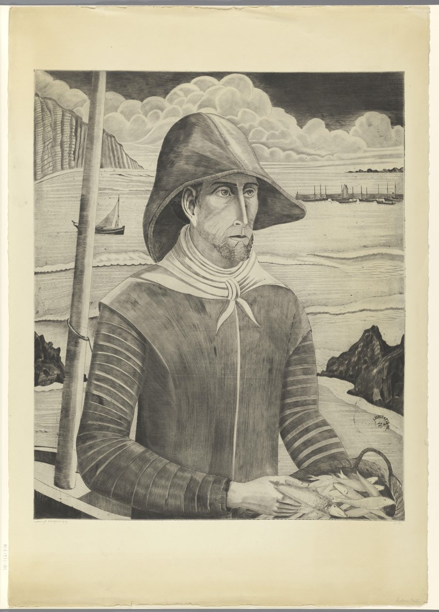 Bretonse ruuvi Breton Fisherman II (alkuperäinen nimi) tekijältä Lodewijk Schelfhout (signed by artist)