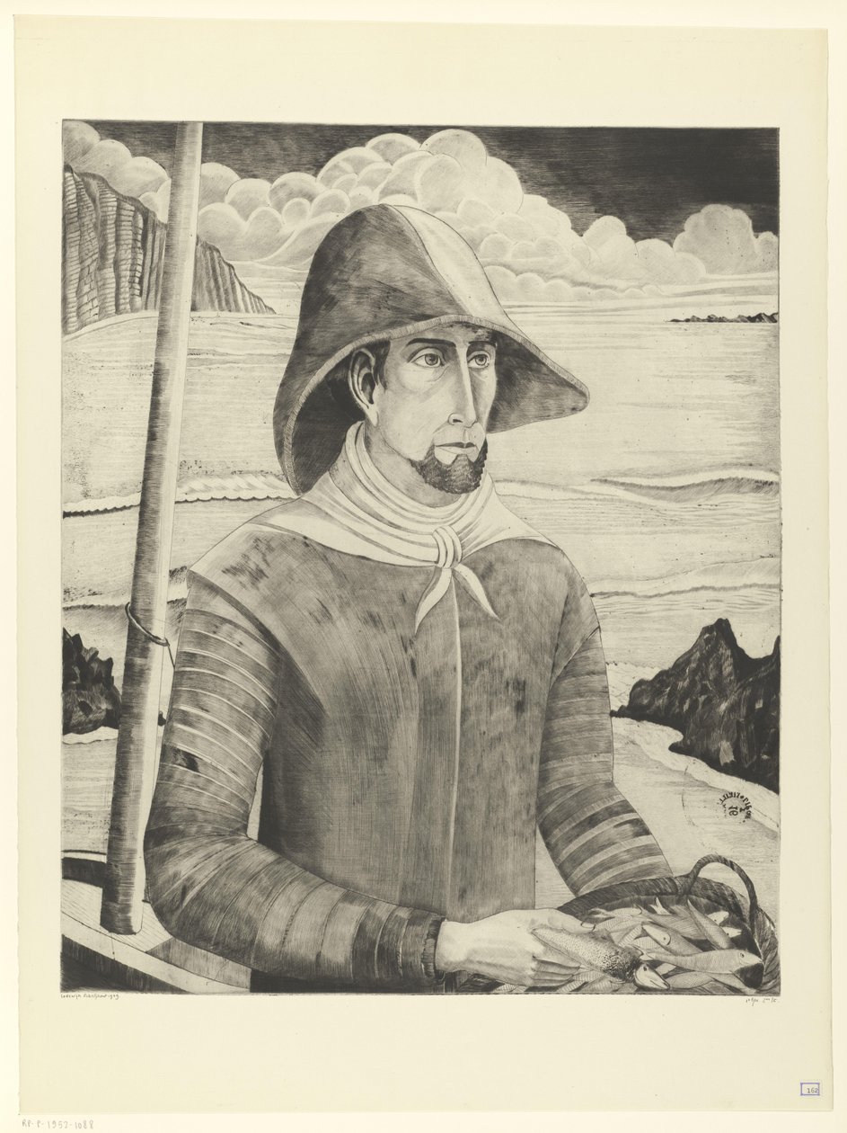 Breton ruuvi Breton Fisherman II (alkuperäinen nimi) tekijältä Lodewijk Schelfhout (signed by artist)