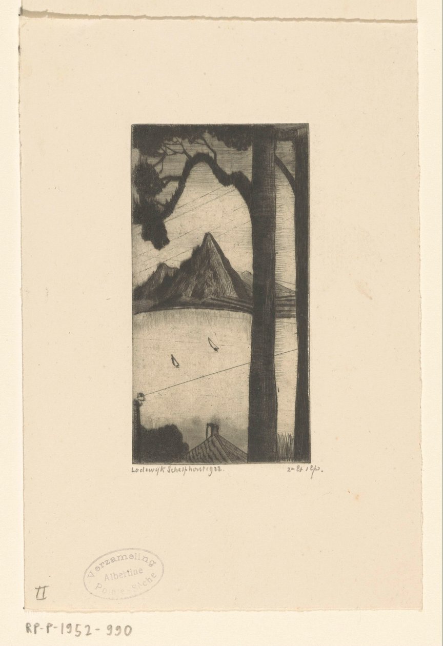 Korsikan maisema Les Sapins Corses (alkuperäinen nimi) tekijältä Lodewijk Schelfhout (signed by artist)