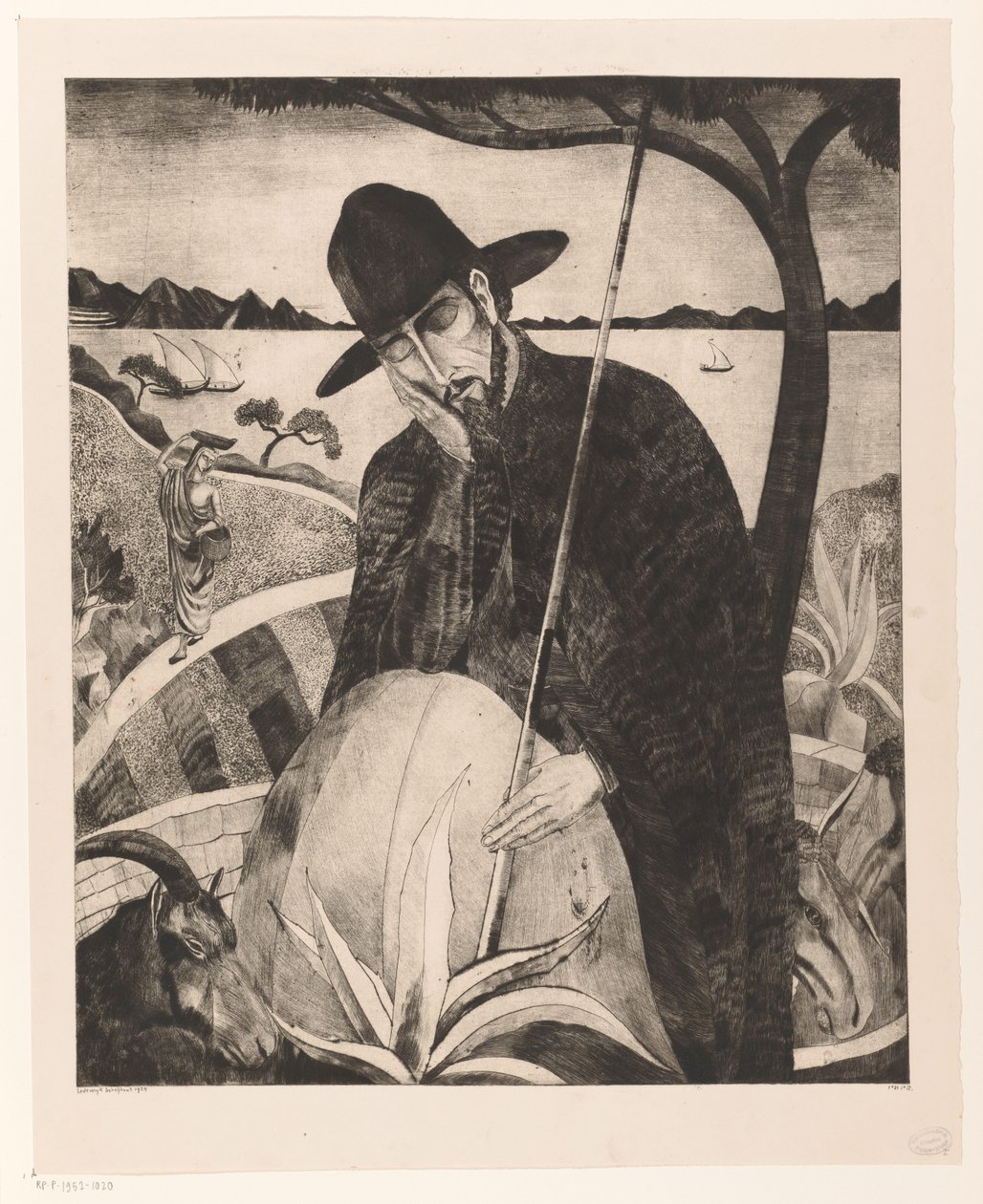 Korsikan paimen Le Berger Corse II (alkuperäinen nimi) tekijältä Lodewijk Schelfhout (signed by artist)