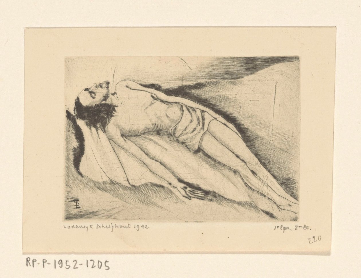 Dode Christus Le Christ mort (alkuperäinen nimi) tekijältä Lodewijk Schelfhout (signed by artist)