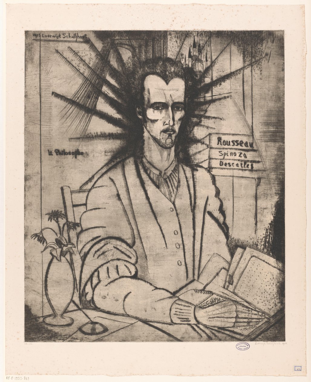 Filosoof Le Philosophe (alkuperäinen nimi esineessä) tekijältä Lodewijk Schelfhout (signed by artist)