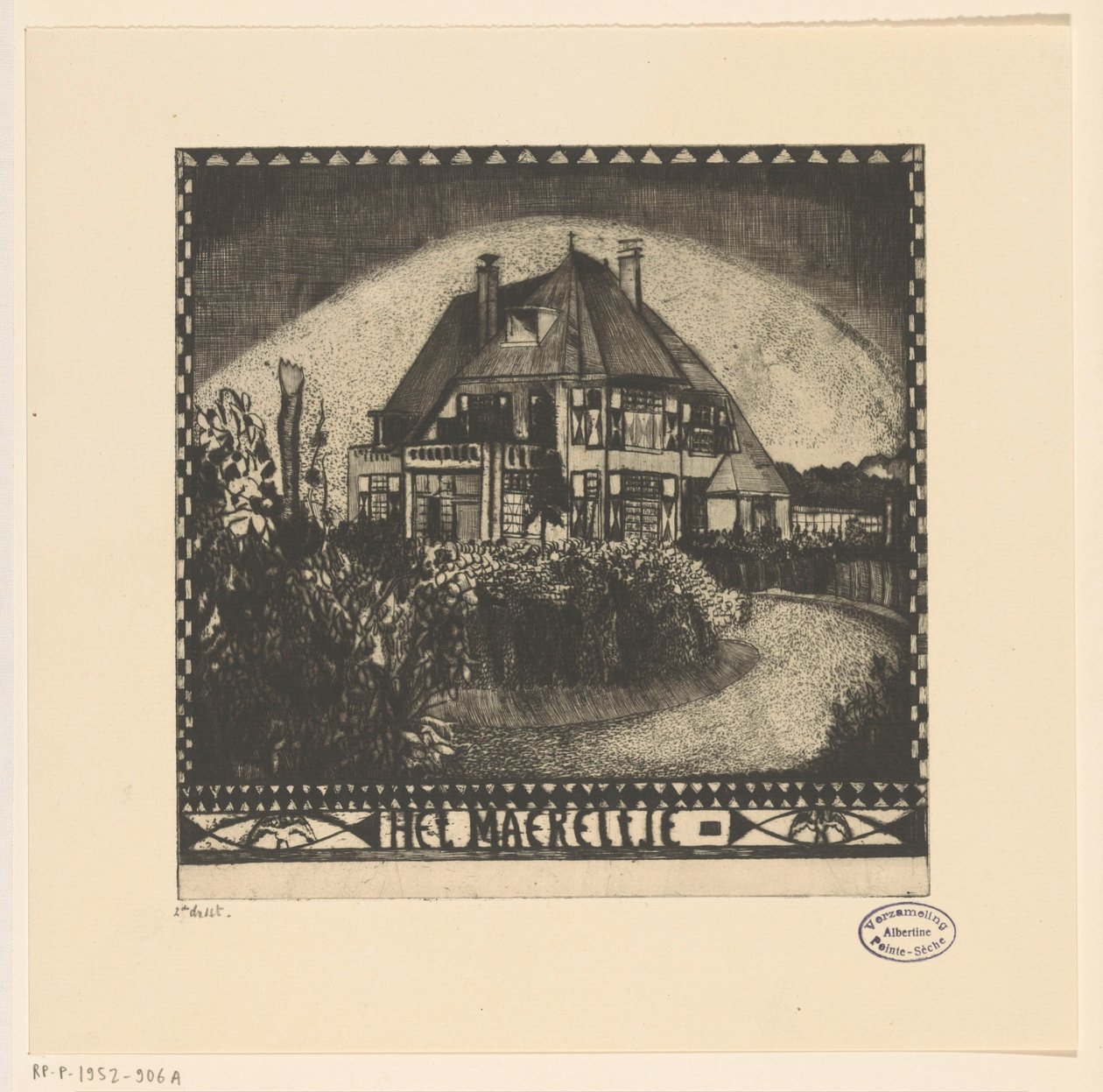 Het Maereltje (alkuperäinen nimi esineessä) tekijältä Lodewijk Schelfhout (signed by artist)
