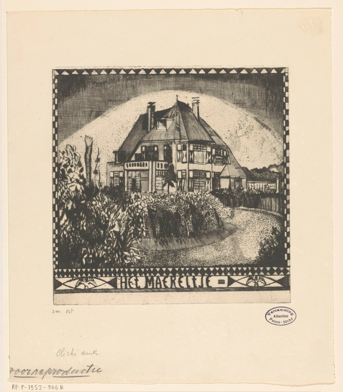 Het Maereltje (alkuperäinen nimi esineessä) tekijältä Lodewijk Schelfhout (signed by artist)