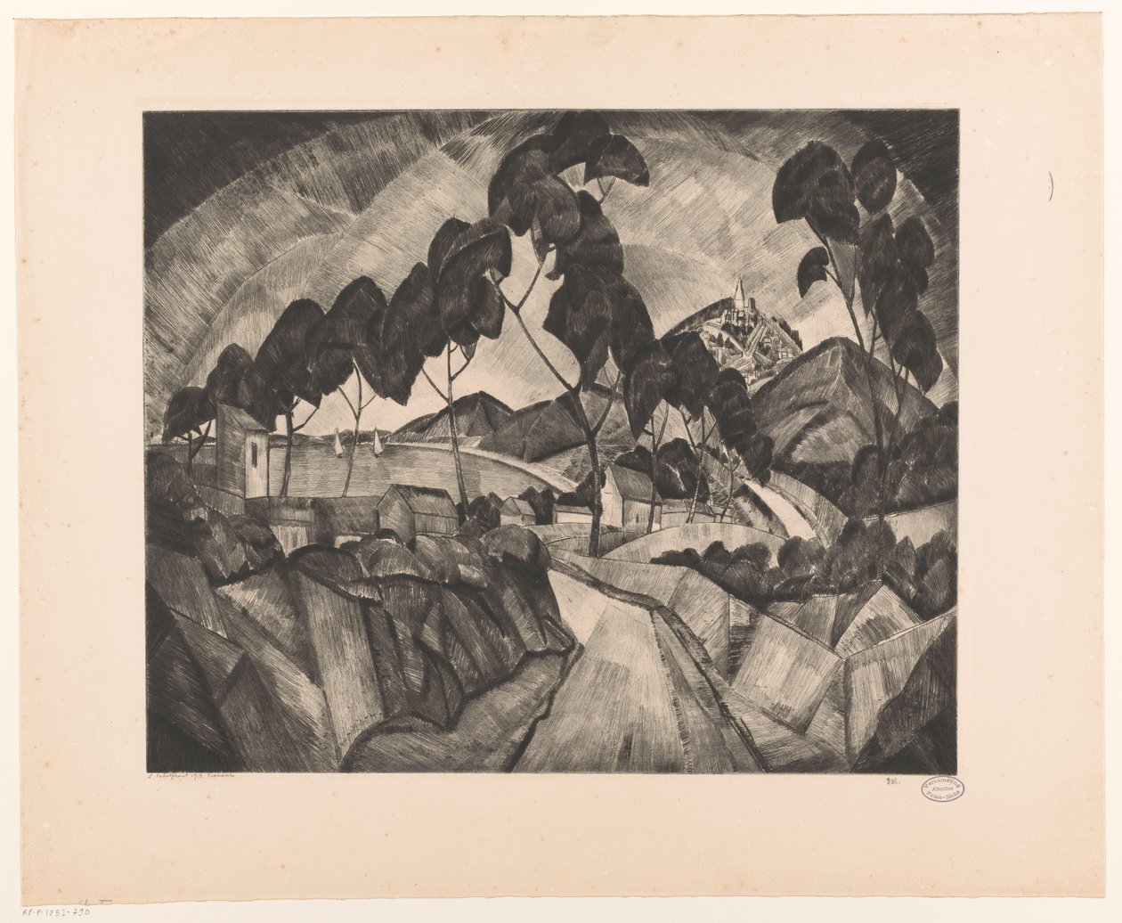 Mäkistä maisemaa Provencessa La Provence (alkuperäinen nimi esineessä) tekijältä Lodewijk Schelfhout (signed by artist)