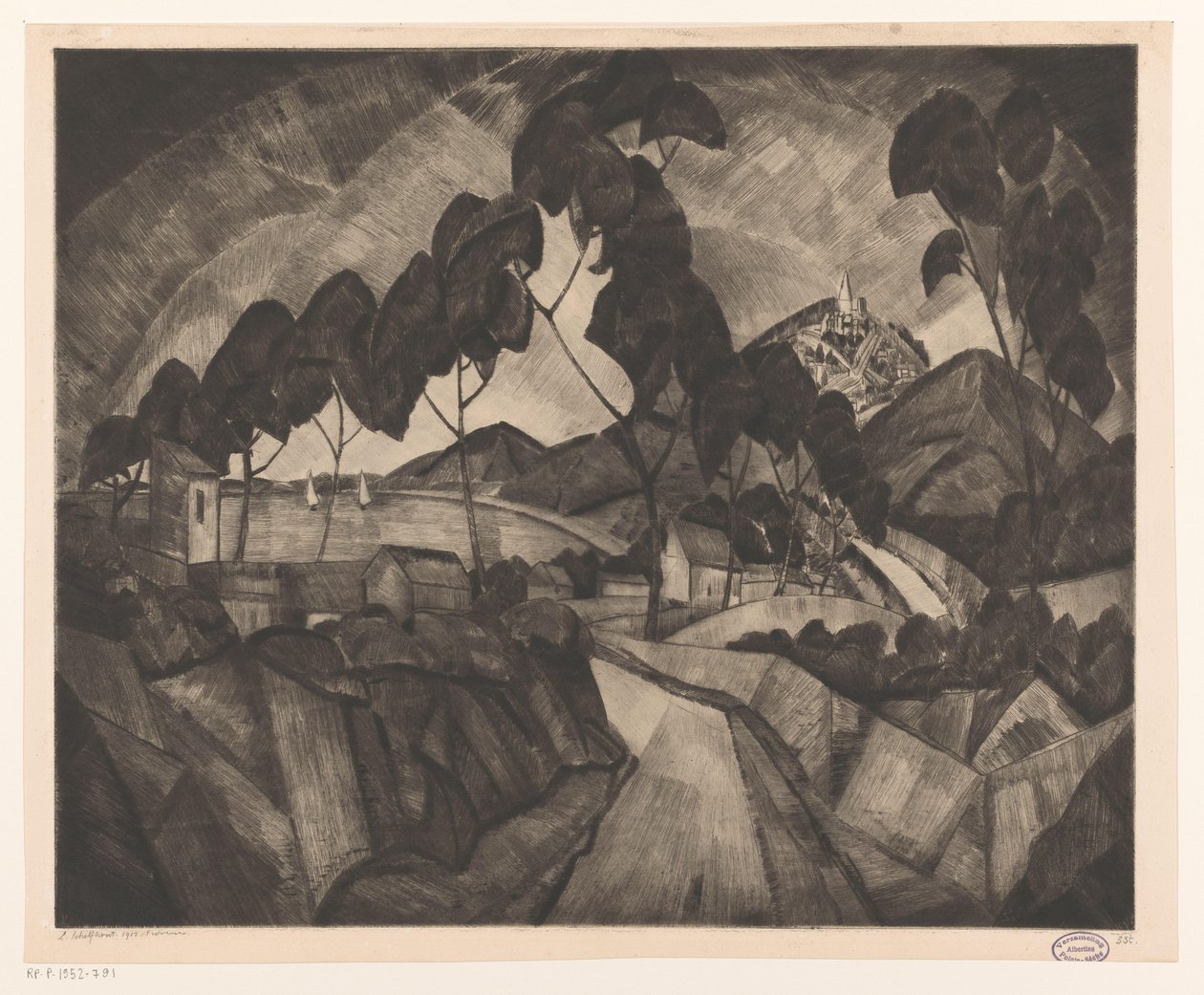Mäkistä maisemaa Provencessa La Provence (alkuperäinen nimi esineessä) tekijältä Lodewijk Schelfhout (signed by artist)
