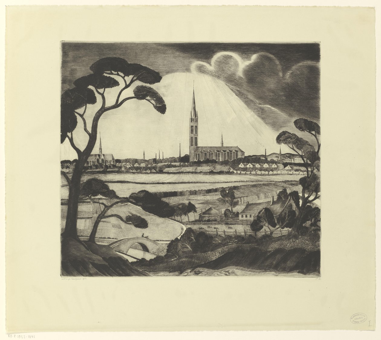 Hilversum ja sen ympäristö Hilversum (alkuperäinen nimi) tekijältä Lodewijk Schelfhout (signed by artist)