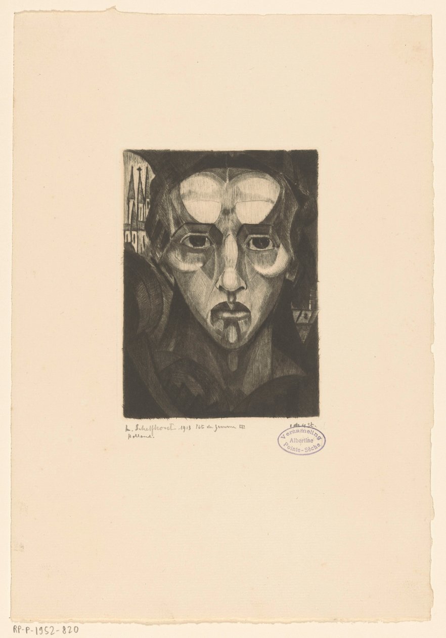 Naisen pää Tête de femme III (alkuperäinen nimi esineessä) tekijältä Lodewijk Schelfhout (signed by artist)