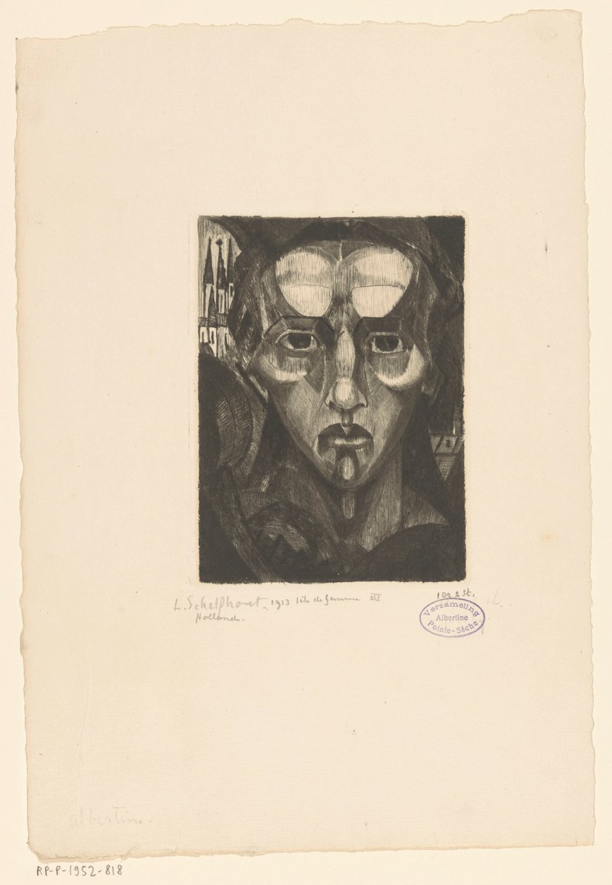 Naisen pää Tête de femme III (alkuperäinen nimi esineessä) tekijältä Lodewijk Schelfhout (signed by artist)