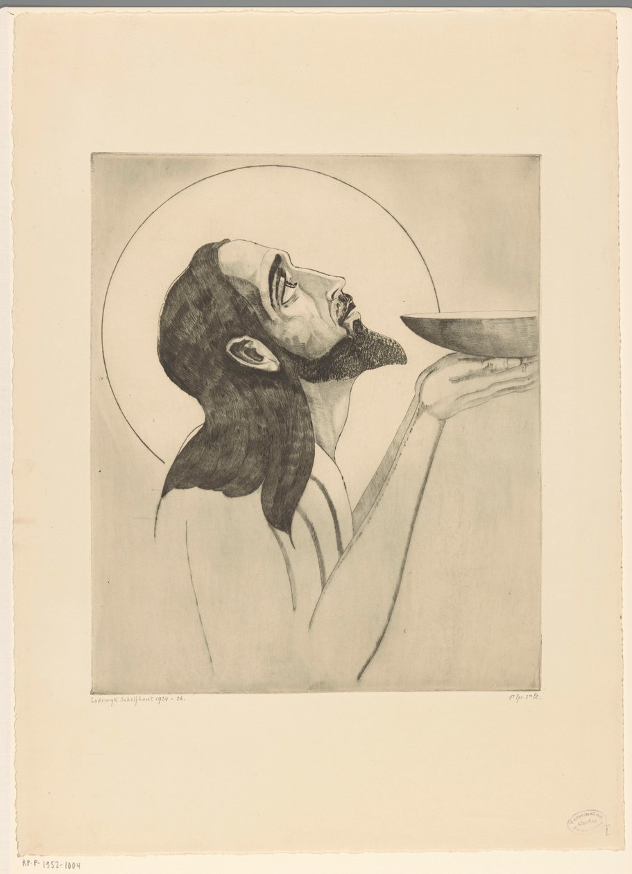Johannes de Doper Pyhä Johannes Kastaja (alkuperäinen nimi) tekijältä Lodewijk Schelfhout (signed by artist)
