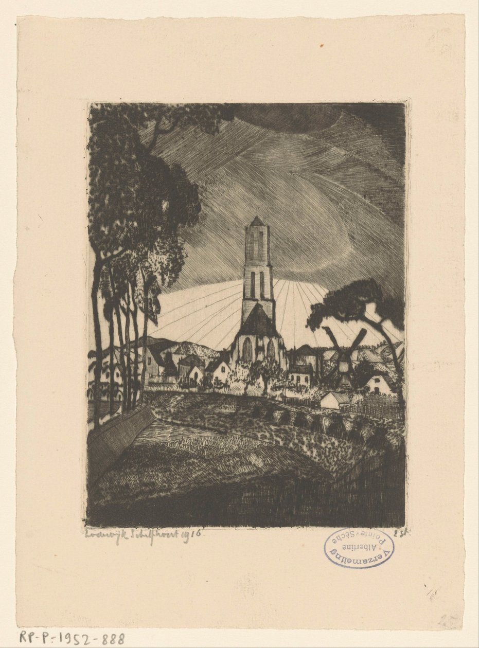 Linden (alkuperäinen nimi) tekijältä Lodewijk Schelfhout (signed by artist)