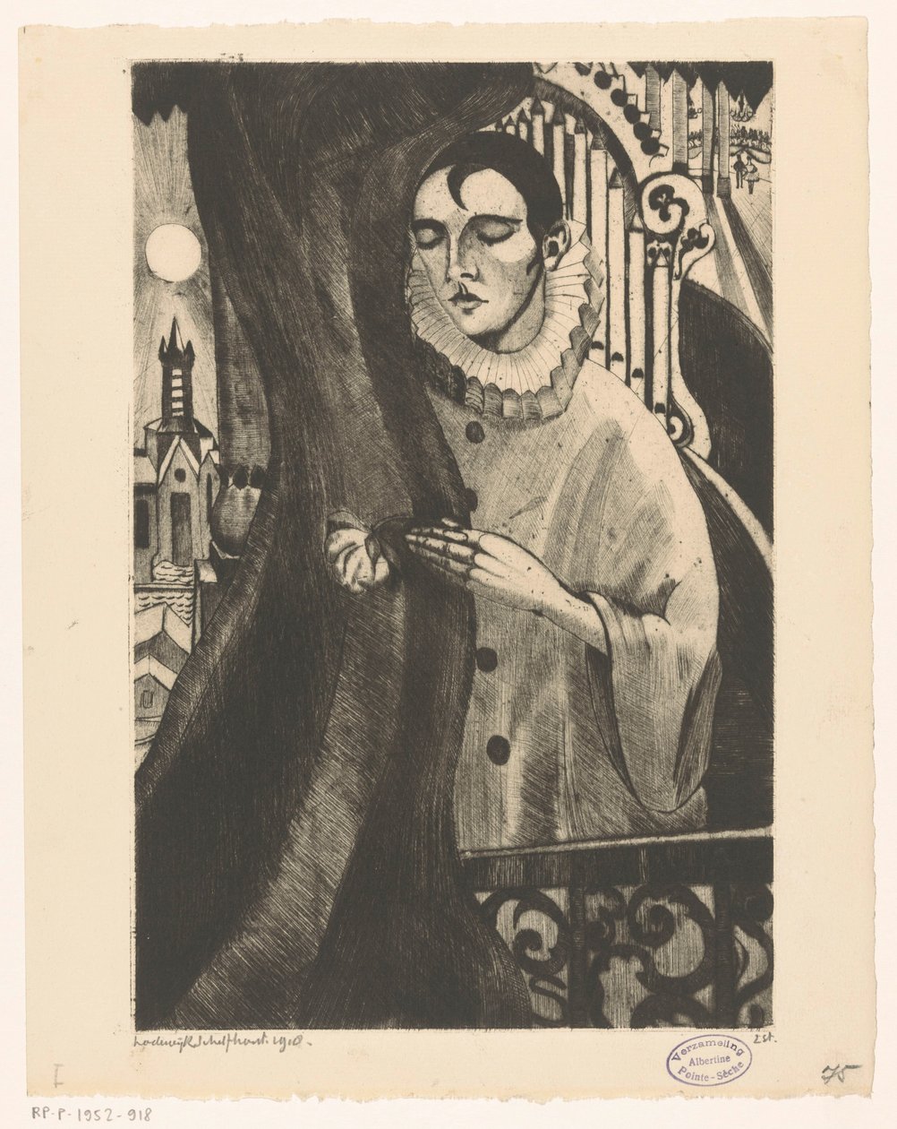 Pierrot II (alkuperäinen nimi) tekijältä Lodewijk Schelfhout (signed by artist)