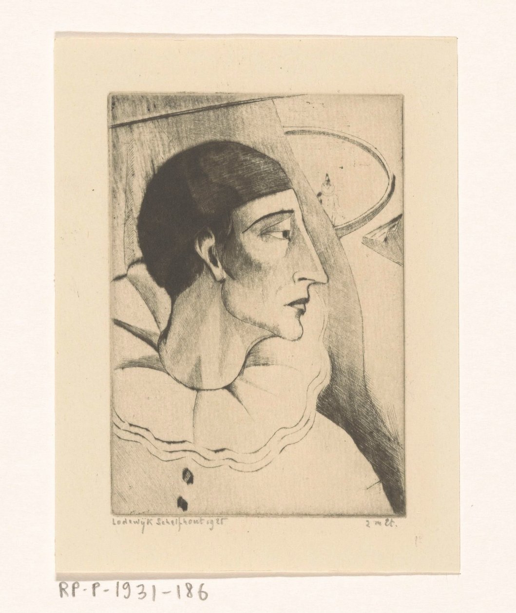Pierrot IV (alkuperäinen nimi) tekijältä Lodewijk Schelfhout (signed by artist)