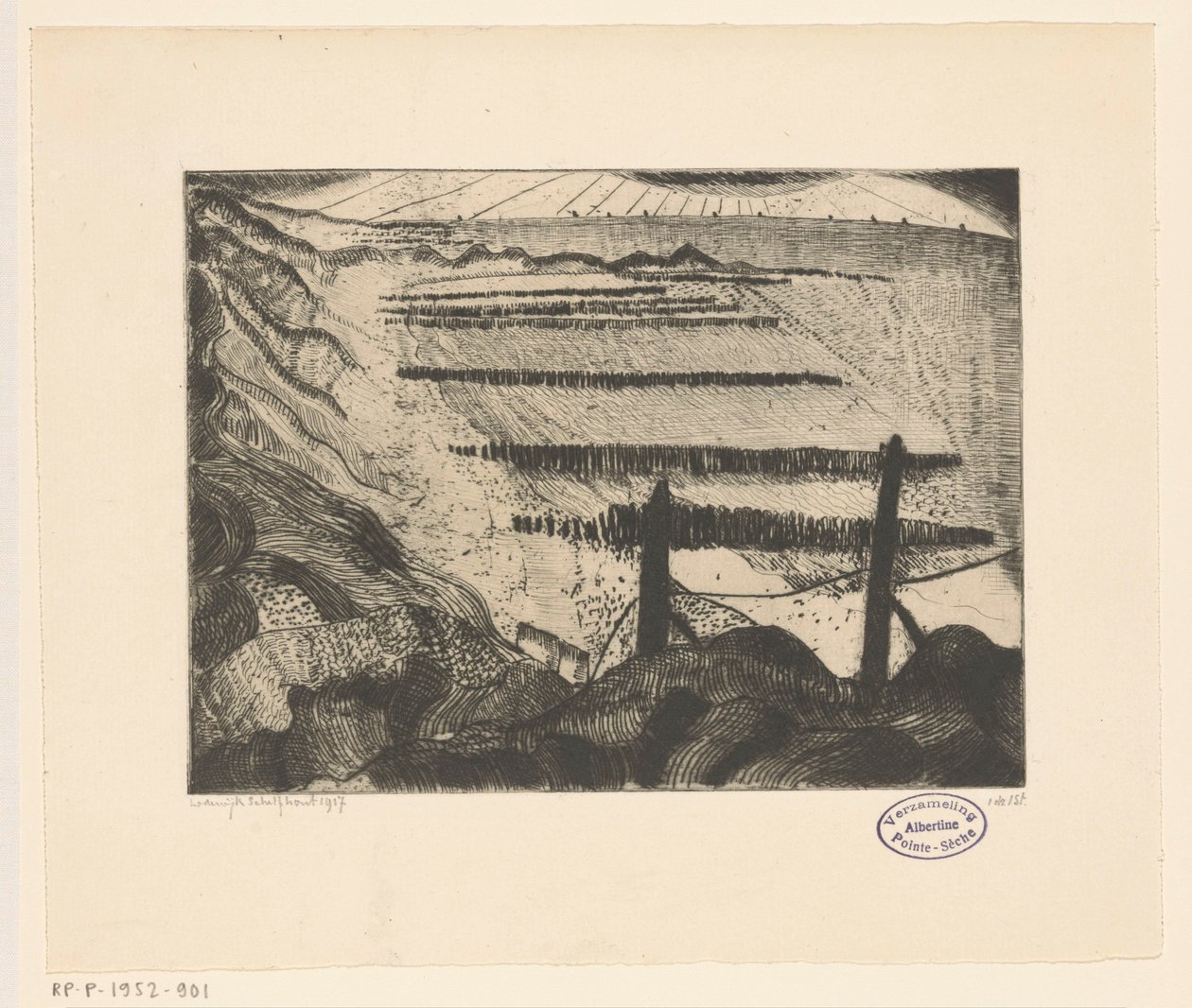 Domburgin ranta Plage de Domburg II (alkuperäinen nimi) tekijältä Lodewijk Schelfhout (signed by artist)