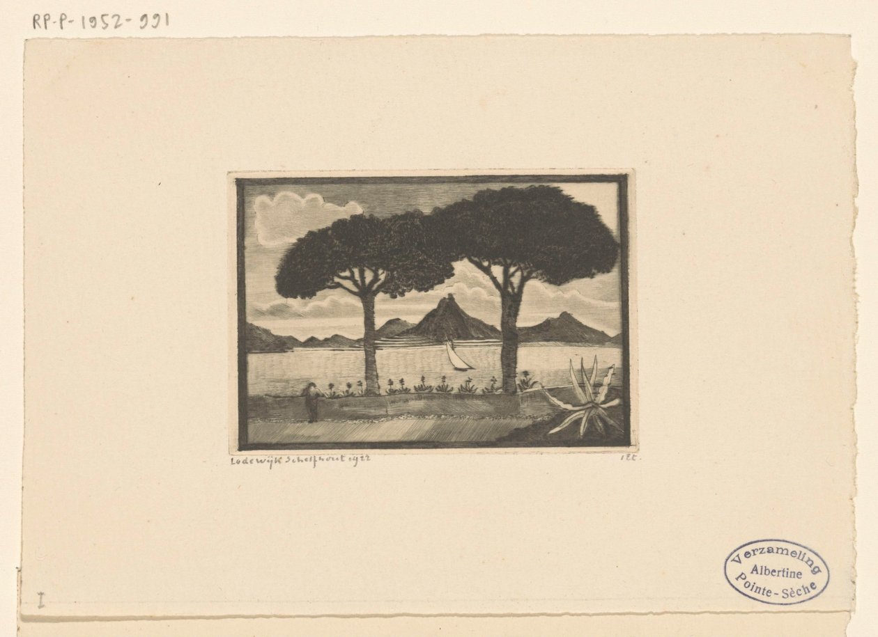 Twee poika The Two Trees (alkuperäinen nimi) tekijältä Lodewijk Schelfhout (signed by artist)