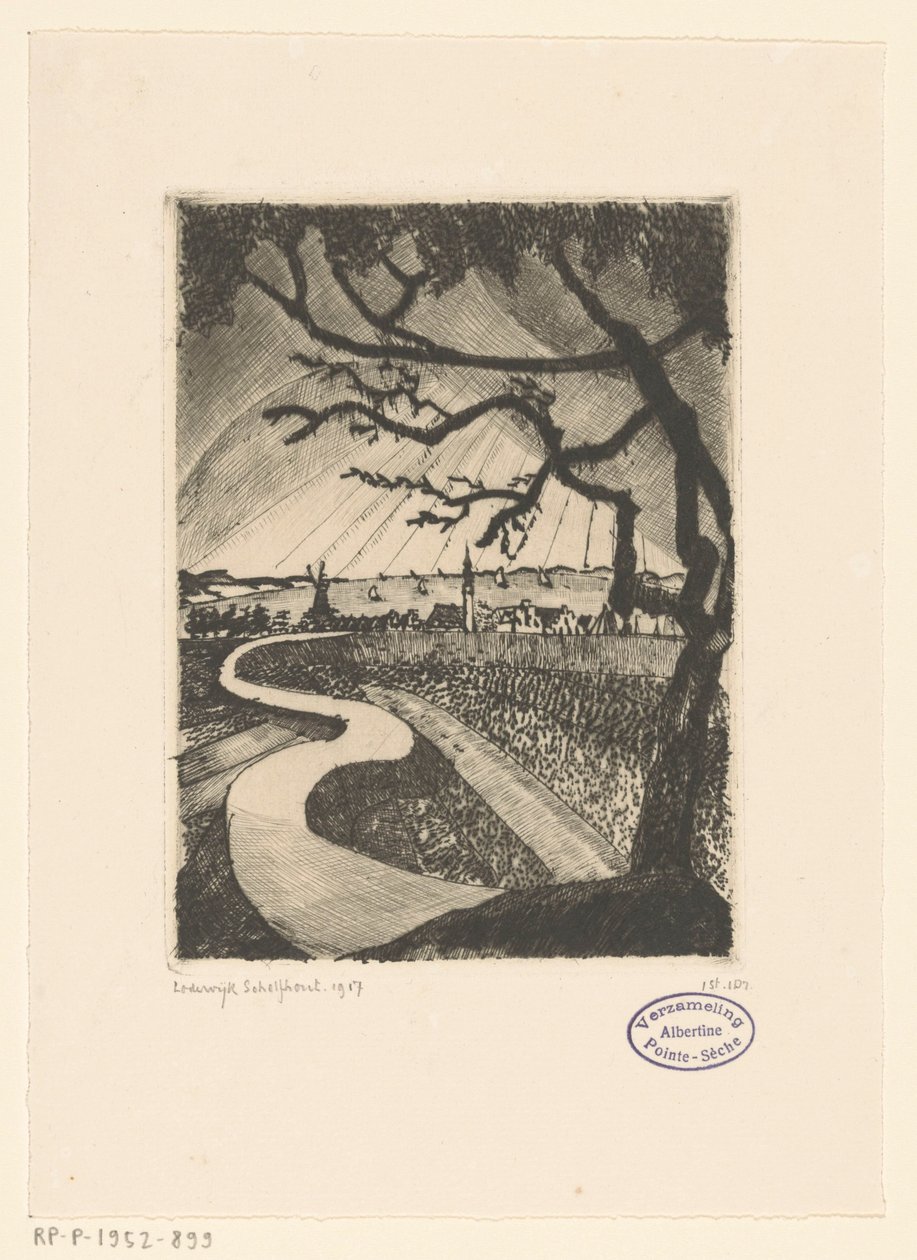 Veere (alkuperäinen nimi) tekijältä Lodewijk Schelfhout (signed by artist)