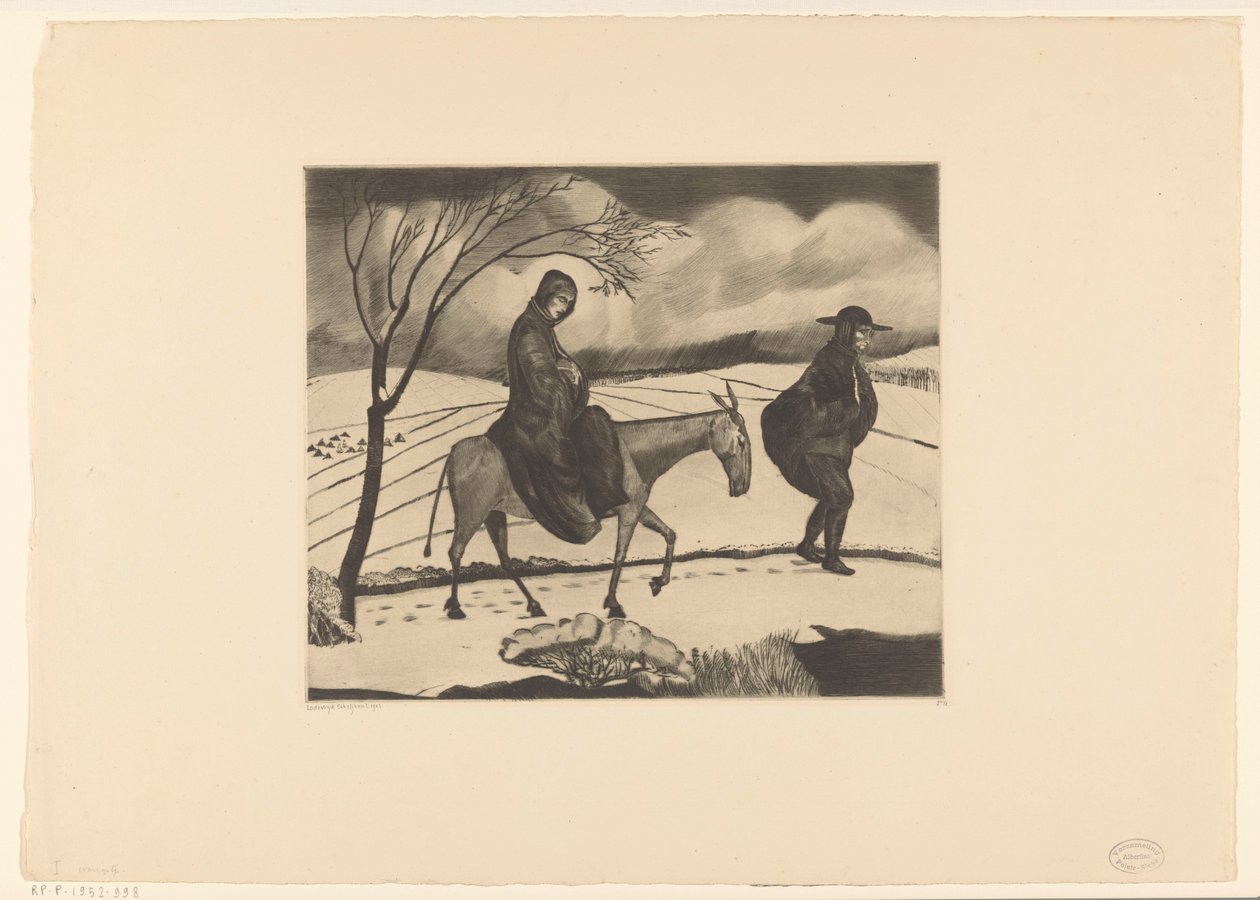 Lento Egyptiin La Fuite Egypt I (alkuperäinen nimi) tekijältä Lodewijk Schelfhout (signed by artist)