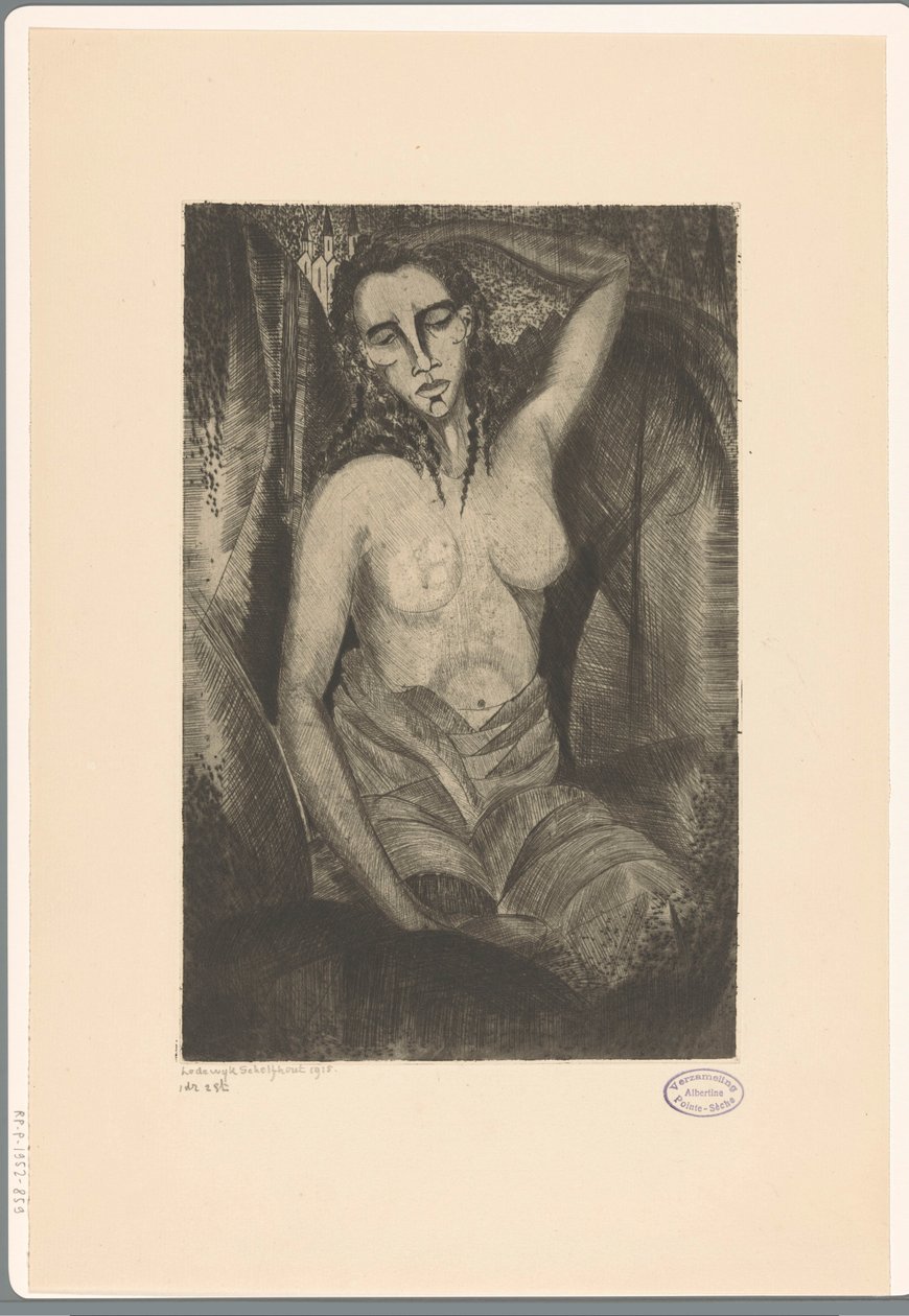 istuva nainen Femme assise (alkuperäinen nimi) tekijältä Lodewijk Schelfhout (signed by artist)