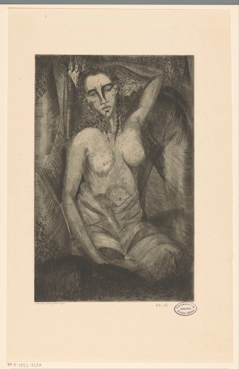 istuva nainen Femme assise (alkuperäinen nimi) tekijältä Lodewijk Schelfhout (signed by artist)
