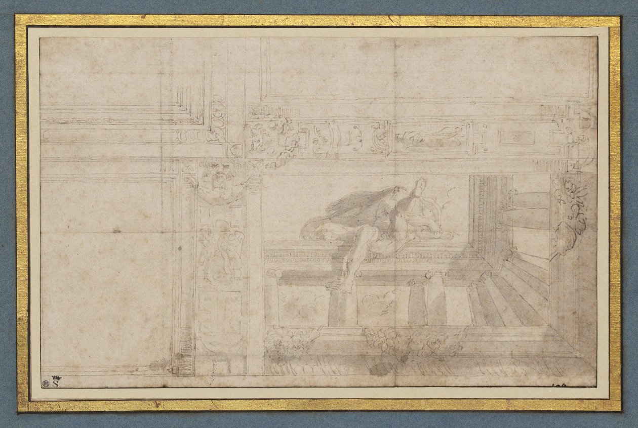 Ignudo, kattofreskon jälkeen Sala di Ulissessa, Palazzo Poggi, Bologna tekijältä Lodovico Carracci