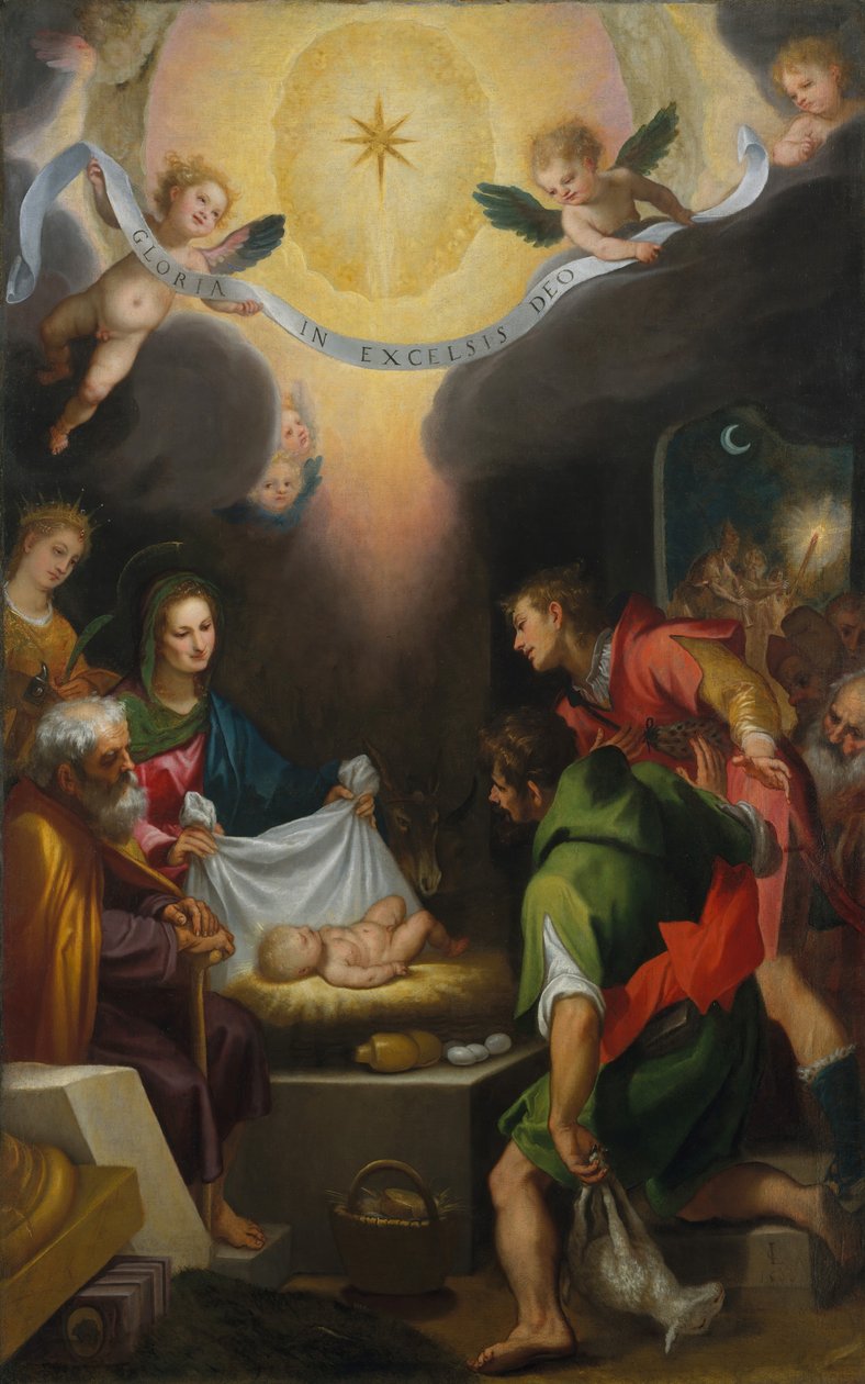Paimenten palvonta Pyhän Katariina Aleksandrialaisen kanssa, 1599. tekijältä Lodovico Cigoli