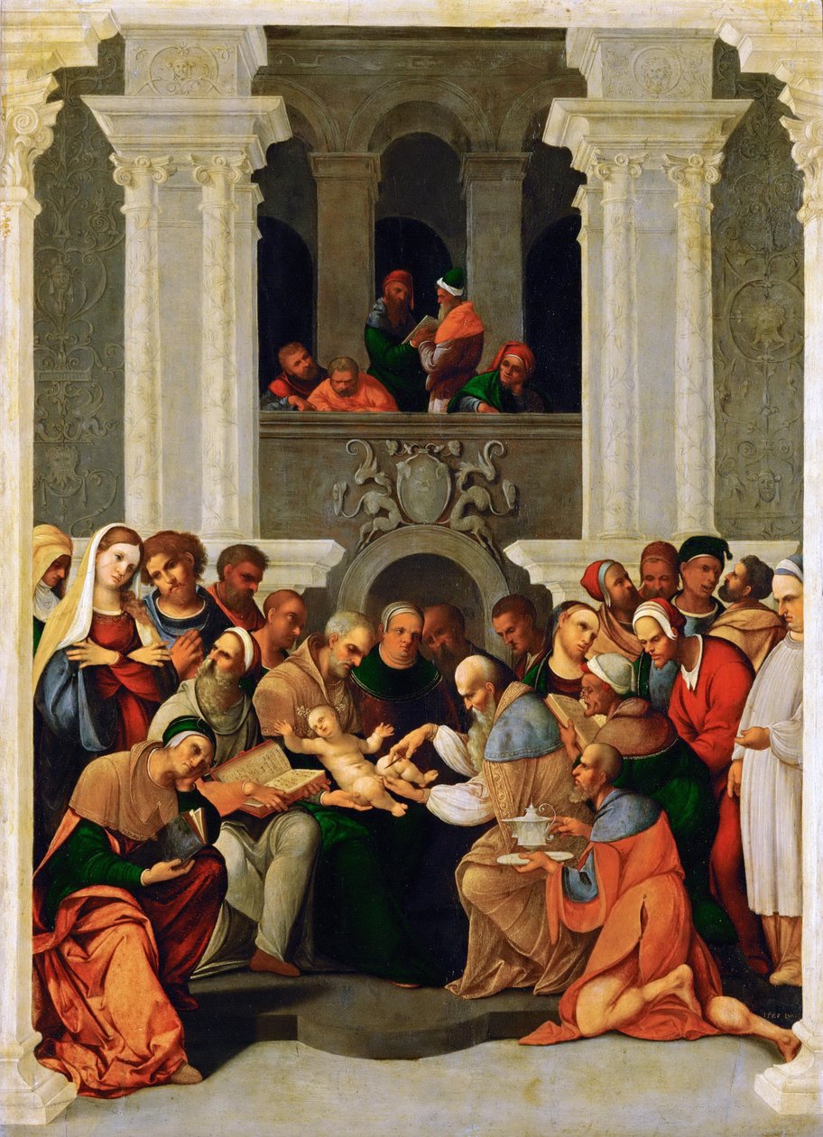 Renessanssi: Kristuksen ympärileikkaus - Die Beschneidung Christi, Mazzolino, Ludovico (1480-1528) tekijältä Lodovico Mazzolino
