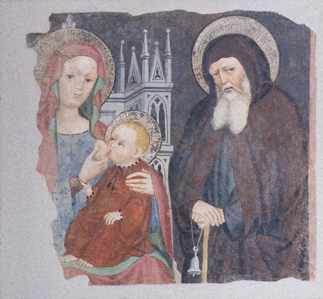Madonna ja lapsi ja st Antonio abate tekijältä Lombard School