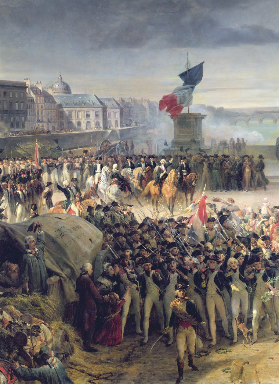 Garde Nationale de Paris lähtee liittyäkseen armeijaan syyskuussa 1792, n. 1833-36 (yksityiskohta 34104) tekijältä Léon Cogniet