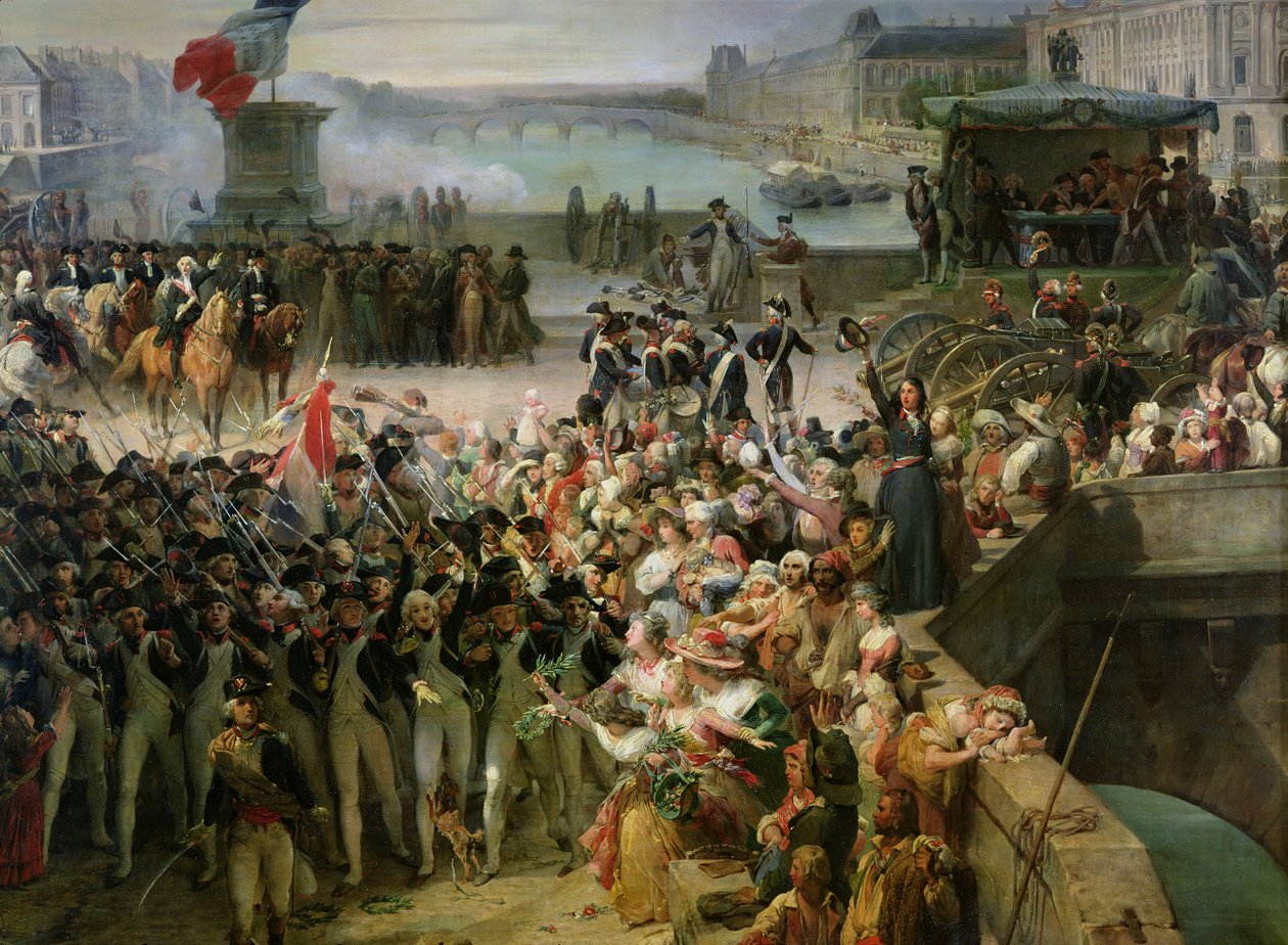 Garde Nationale de Paris lähtee liittyäkseen armeijaan syyskuussa 1792, n. 1833-36 (yksityiskohta 34104) tekijältä Léon Cogniet