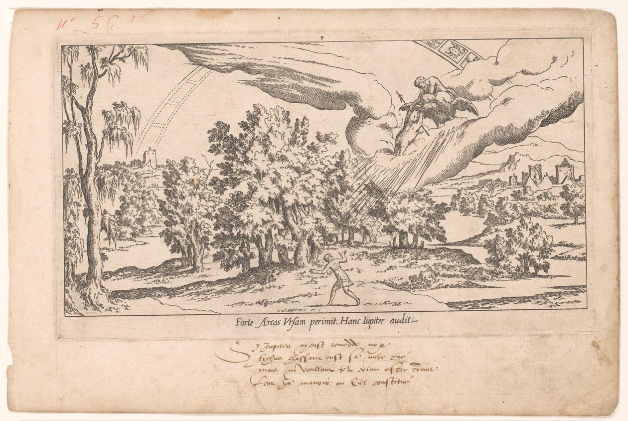 Jupiter valtaa Calliston tähtitaivaalla Le Fable de Calisto (sarjan nimi) Myytti Callistosta (sarjan nimi) tekijältä Léon Davent (attributed to)