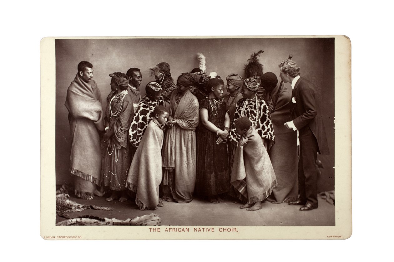 The African Native Choir, Lontoo, n. 1892 (hiilikuoro) tekijältä London Stereoscopic Company